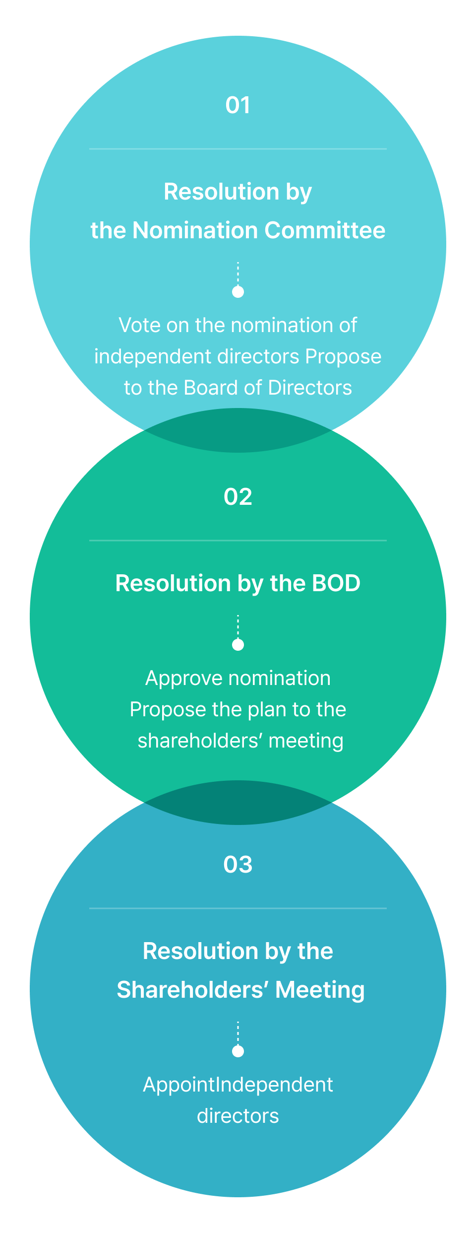 01 Resolution by the Nomination Committee - Vote on the nomination of independent directors Propose to the Board of Directors. 02 Resolution by the BOD - Approve nomination Propose the plan to the shareholdersâ meeting. 03 Resolution by the Shareholdersâ Meeting - Appoint Independent directors.